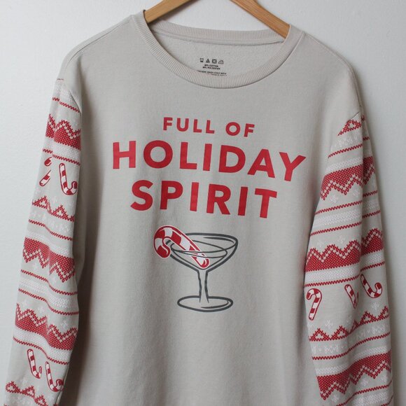 Ugly Christmas Sweater Men Medium Tan Full Of Holiday Spirit - Picture 8 of 8